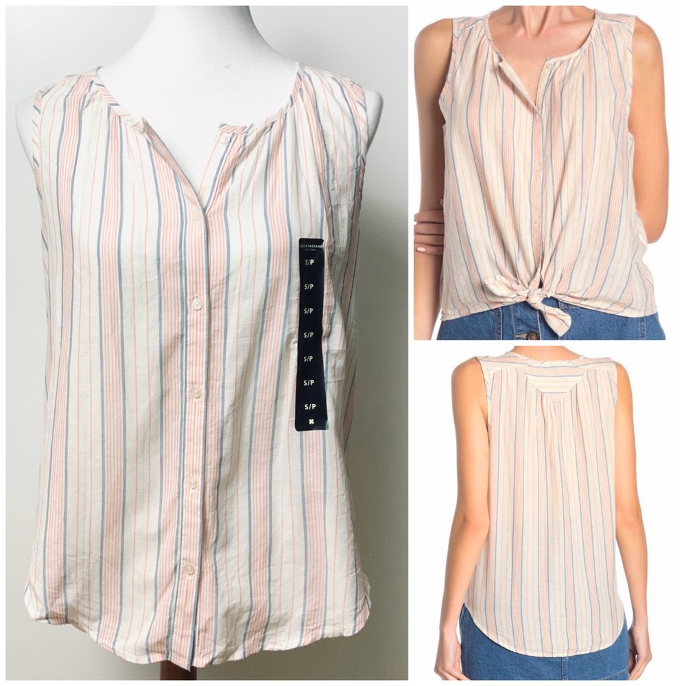 Lucky Brand Striped Sleeveless Shirt Small NEW
